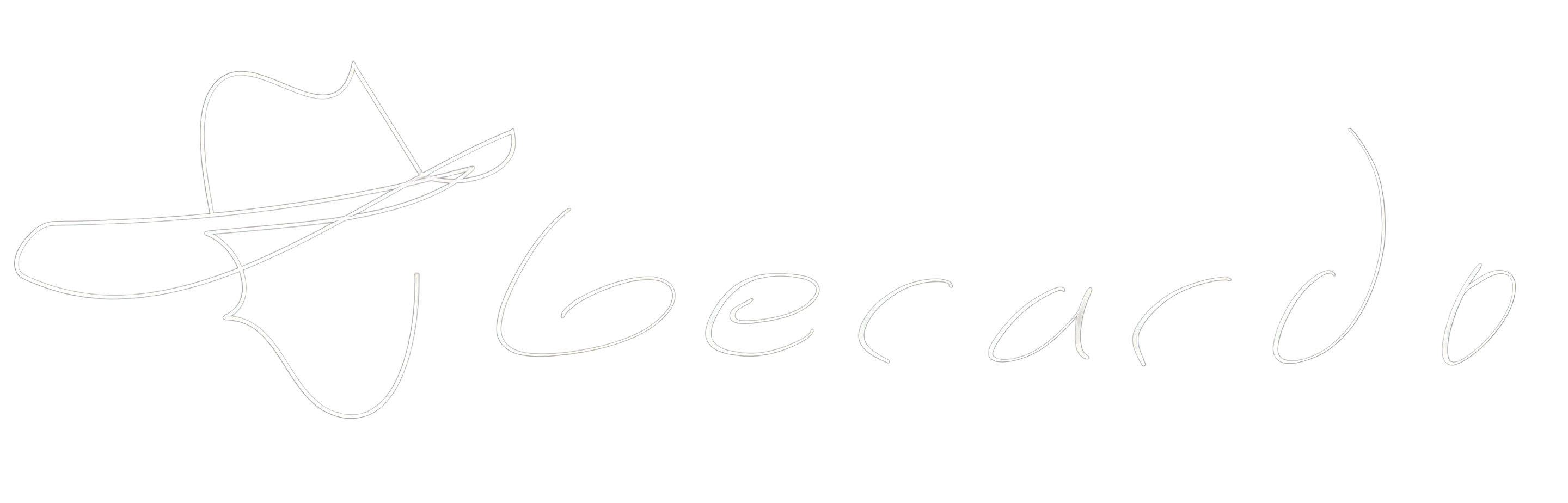 The name Gerardo spelled out with a head wearing a hat viewed on the side